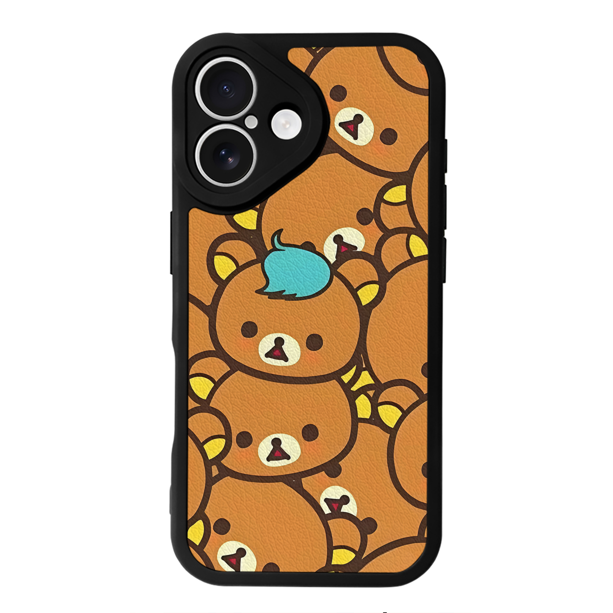 （画像用） リラックマ リラックマ キイロイトリ Rilakkuma Korilakkuma Kiiroitori 【iPhone 16シリーズ対応】シリコンスマホケース（レザー調） 材質：シリコン